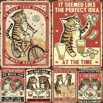 Vintage Pisica Tigru De Metal De Staniu Semn Retro Poster De Arta De Perete Placă De Fier Pictura Acasă Camera Peștera Decor De Perete Bar, Pub, Club Placa