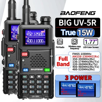 2 BUC Baofeng UV-5RH Pro Max 15W Trupa de Aer Walkie Talkie Wirless Copia Frecvență 999CH de Tip C NOAA Rază Lungă UV-5R K5 Ham Radio