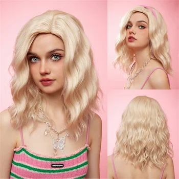 ELEMENT Drăguț Barbie Mijlocul Peruci Blonda de Aur Pierde Parul Cret sintetice Bob Peruca Lolita Petrecere în costume de zi cu Zi Peruci pentru Femei