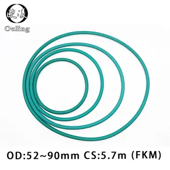 Inel de cauciuc FKM Verde OANA inel de Etanșare CS5.7mm OD52/55/60/62/65/70/75/80/85/90mm Cauciuc O-Ring de Etanșare Garnitură de Combustibil Ulei de Inele de Spălare