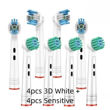 8PCS Cap de Perie duze pentru Braun Oral B Periuta de dinti Înlocuirea Capul Sensibil Curata Guma de Îngrijire 3D White Cap de Perie pentru oralb