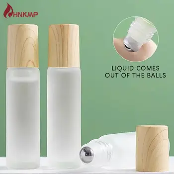 5ml10ml Sticlă Mată cu Role Sticla Cereale Lemn Capac de Plastic Pentru Uleiuri Esențiale Roll-On Sticla Cu Inox cu Bilă