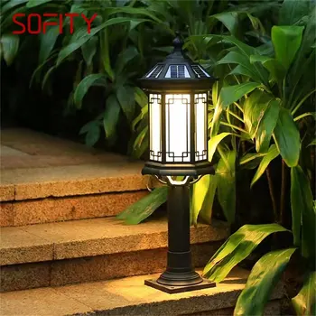 SOFITY Negru Solară Lawn Lampă în aer liber Retro LED-uri Impermeabil Clasic pentru Casa Vila Calea de Gradina Solare