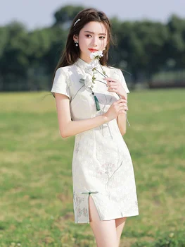 Vara New Retro Cheongsam Fata de zi cu Zi Îmbunătățire Moderne Qipao Chineză Tradițională Haine pentru Femei Costum Cosplay