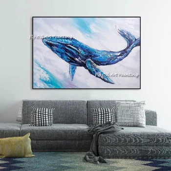 Nu Încadrată Pictate Manual De Artă Modernă Ieftine Balena Pictura In Ulei Pe Panza Decor De Perete Animale De Fotografie Cu Lucrări De Artă Acrilice Caligrafie