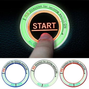 Luminos Aprindere Buton Autocolant Auto Styling Cerc Unul-faceți clic pe Butonul Start Decor Cheie Capacul Comutatorului de Aprindere Breloc Decor