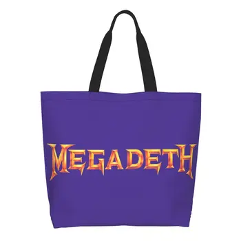 Reciclarea Heavy Metal Rock Roll Muzica Megadeths Imprimare Geantă De Cumpărături Femei Umăr Panza Tote Sac Portabil Alimentar Cumparator Saci