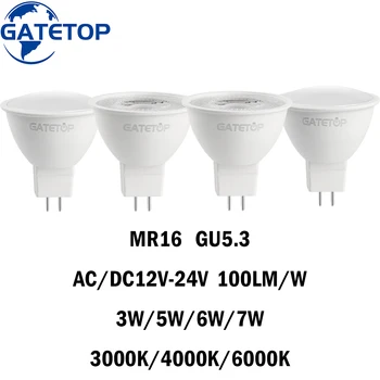 5/10/15/20BUC MR16 LED lumina Reflectoarelor GU5.3 de Joasă Tensiune AC/DC12-24V 3/5/6/7W 120/38Degree Nu Flicker Lumen Mare pentru Interioare