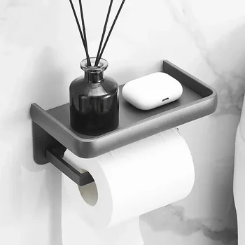 Baie țesutului caseta pistol gri suport hârtie toaletă rack rola de hârtie igienică gratuit stantare montat pe perete