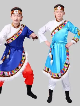 Chineză Stil Bărbați Tibetan Retro Cămașă Tradițională Tibetană Haină de Nuntă Rochie Stil Chinezesc Zilnic Spectacol de teatru Haine Rochie