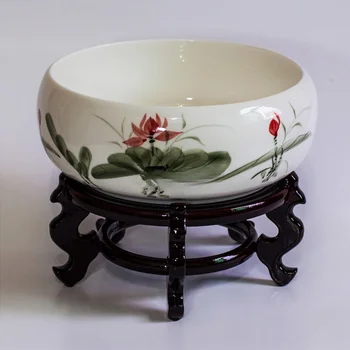 Lemn rotund Suport Tradițională Chineză Albastru și Alb Vaza de Portelan Suport stativ Home Decor din Ceramică Vaze de Flori Stand
