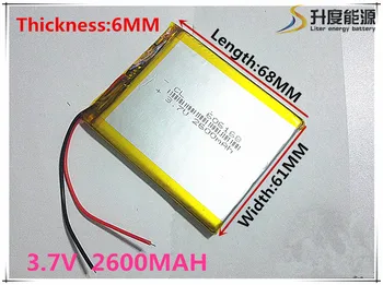 Dimensiunea 606168 3.7 V 2600mah Baterie Litiu-polimer cu Bord de Protecție Pentru PDA, Tablet Pc-uri Produse Digitale