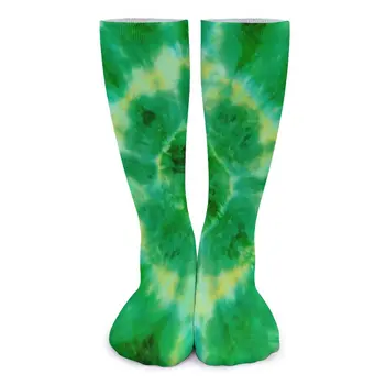 Verde Tie Dye Șosete Abstract Print Kawaii Ciorapi De Toamnă Anti-Alunecare Femei Bărbați Șosete Moale Tipărite Skateboard Șosete