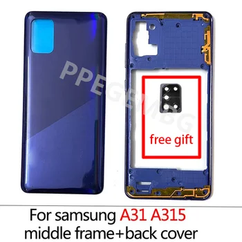 Telefon Complet Locuințe A31 Caz Pentru Samsung Galaxy A31 A315 Mijlocul Cadru Baterie Capac Spate Usa Spate + Adeziv + Aparat Foto +Obiectiv + Logo