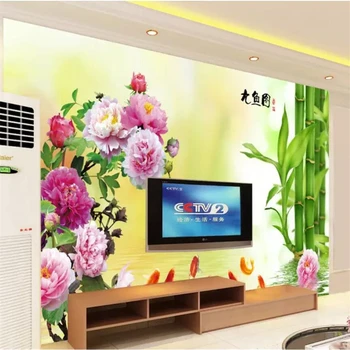 beibehang Personalizate 3d tapet mural de flori bogate nouă pește ilustrare fashion TV de fundal de perete camera de zi tapet 3d
