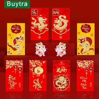 6pcs 2024 Festivalul de Primăvară Plic Roșu Dragon Anul Nou Produs Zodiac Chinezesc Anul Nou Anul Nou Bani Sac de Ambalare