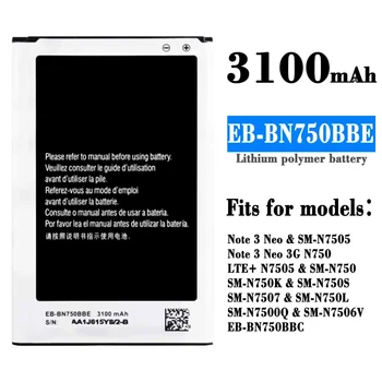 EB-BN750BBE Telefon Mobil Acumulator de schimb Pentru Samsung Note 3 Neo SM-N7505 de Mare Capacitate Baterii Externe