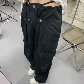 90 Femei Vintage Liber Tech Pantaloni Harajuku Gotic Pantaloni Largi Y2k Estetice Streetwear Întuneric mediul Academic Hippie Sweatpant