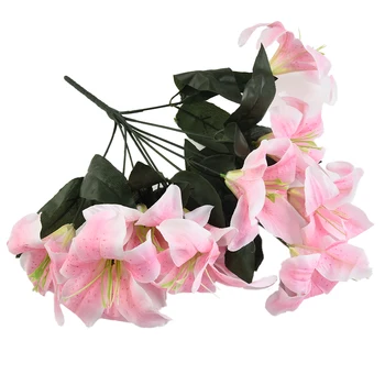 1/4buc Artificiale Floare de Crin Simulare Floare de Crin 10 Cap Floare Fals Crin Buchet de Nunta Petrecere Grădină Ziua Îndrăgostiților Decor