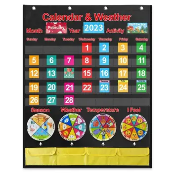 Copilul Calendar Și Vremea Graficul De Buzunar Caracterul Grafic Pentru Educația Timpurie A Copiilor De Instrumente Cu 4 Rotative Temperatura