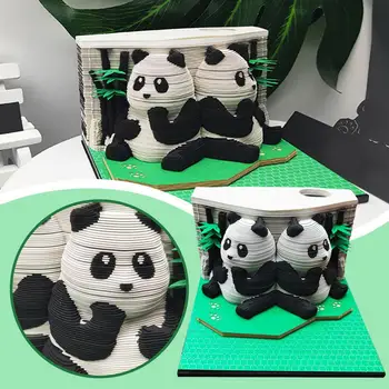 1 Buc Panda Model tridimensional Notă Creativă Hârtie Postscript Model de Hârtie de Cadouri Decor Panda 3D Postscript Sculptur N8P1