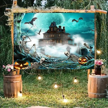 Halloween fericit Fondul Cimitir Banner Vampir Castel Vrăjitoare de Magie Îmbrăcat Decoratiuni Partid Fotografie 10x8ft Tesatura