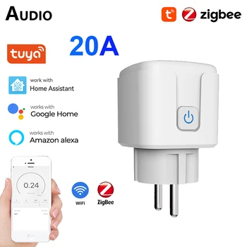 Tuya Zigbee Soclu Inteligent UE 20A Wifi Smart Plug Priza de Putere Cu Putere de Monitorizare, Control Vocal Prin intermediul Alexa de Start Google Yandex