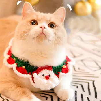 Crăciun Guler pentru animale de Companie Pisică Colier Tricotate Eșarfă Accesorii de Anul Nou Decor de Crăciun Pisoi Papion pentru Mediu Mic Câine Pisică