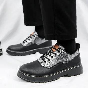 Snake Print Design Bărbați Pantofi 2023 New Street Fashion Casual Barbati Pantofi Moale si Confortabil pentru Bărbați Pantofi de Piele de Zapatos De Hombre