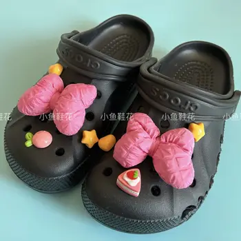 Funda roz Piersica Tort Serie Croc Farmece Designer de Accesorii Minunate Frumoasă Podoabă pentru Saboți Sandale Copii Fete Băieți Cadouri