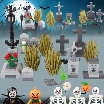 Orașul Dovleac De Halloween Schelet Soldat Figura Blocuri De Piatra Funerara A Plantelor Animalelor Accesorii Caramida Cadou Jucarii Pentru Copii J099