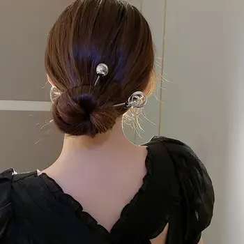 Frizură Elegant De Mireasa Minge De Gol Temperament Metal Clip De Păr Chineză Furca De Păr Coreean Hanfu Agrafe De Păr Femei Bete