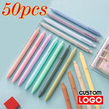 50pcs Culoare Solidă Pix cu Gel LOGO-ul Personalizat Push-Elev de tip Examen Semn Pen Școală Papetărie, Rechizite de Birou Litere Gravate Numele