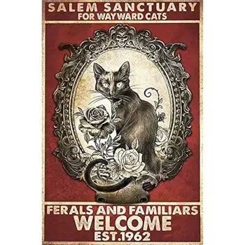 Salem Sanctuar pentru aflata in Deriva Pisici de Halloween Fier Pictura Tin Semn Bar Pub Garaj, Restaurant, Cafenea Acasă Decor de Perete Decor Acasă