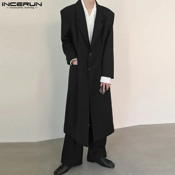 INCERUN 2023 Oameni Mult Stil Sacou Rever Maneca Lunga Butonul de Costume Casual, Streetwear-coreean Solid de Culoare Moda Paltoane de sex Masculin S-5XL