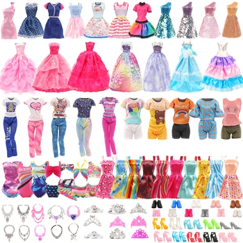 Barwa 47 de Pc-uri de Moda Pentru Papusa Barbie Haine-4 Rochii,10 Fuste,2 Sus Gâfâi,2 costume de Baie,+Alte 27 de Accesorii,11.5 inch Păpuși