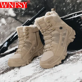 Wnfsy Bărbați Cizme Militare De Luptă Cald Glezna Cizme Tactice De Dimensiuni Mari Blană Army Boot Barbati Casual Pantofi Pentru Protectia Muncii Pantofi Cizme De Motocicleta