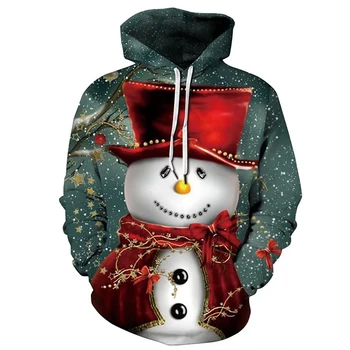 Iarna om de Zăpadă de Crăciun Hanorace Barbati de Imprimare 3D Reni Grafic Hanorac cu glugă de Crăciun pentru Copii Amuzante Vacanță Pulovere cu Glugă