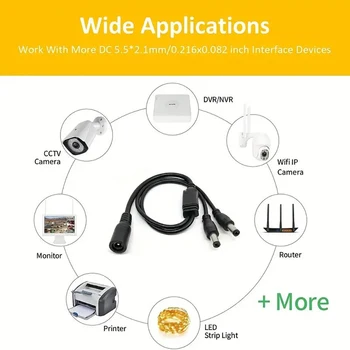 DC Distribuitorul de Energie Adaptor Conector Cablu 5.5*2.1 mm 2-în-1 Cablu pentru Sisteme de Supraveghere CCTV Camere de Supraveghere