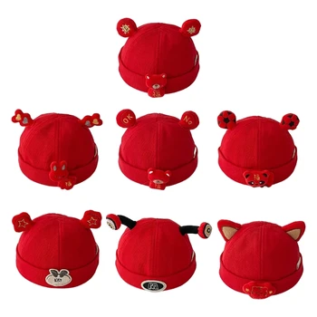 2023 Pălărie Moale Copil Bonnet Capac Roșu Tematice Pălărie Pălărie Cald Capac Beanie pentru Copii Copilul Nou-născut Copil Copil Respirabil Pălărie D7WF