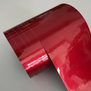 10 cm lățime Lucios Bomboane Metalic Adeziv Roșu de Vinil Mașină de Film Folie Rola cu Aer de Presă