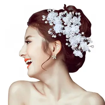 De Lux Fulg De Nea, Flori De Mireasa Pălării Perla Faux Ac De Păr Nunta Hairband Alb Clip De Păr Bijuterii De Mireasa Coreeană