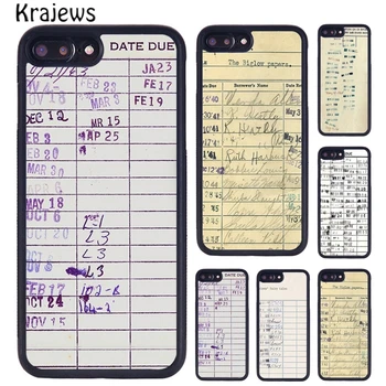 Krajews Card de Bibliotecă Vintage Retro Ștampilată Telefon Caz Pentru iPhone SE2020 15 14 7 8 plus 11 12 mini-13 XR Pro XS Max coque
