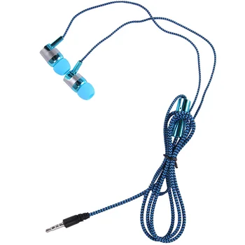 H-169 de 3,5 mm MP3 MP4 Cabluri Subwoofer Împletitură Cablu, Căști cu Fir de Grâu de Control(albastru)